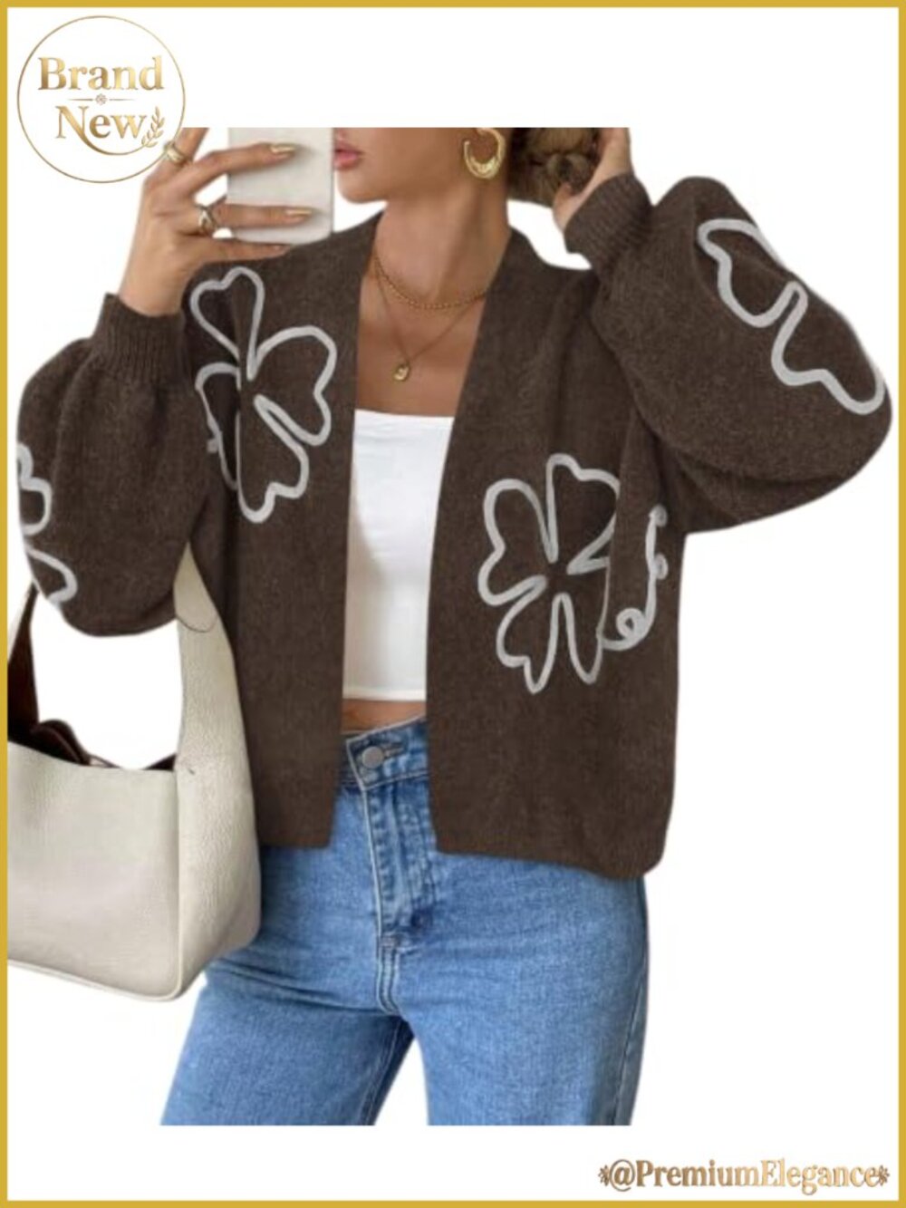 Oversized Floral Knit Cardigan Sweater Women Trendy Fall Layer